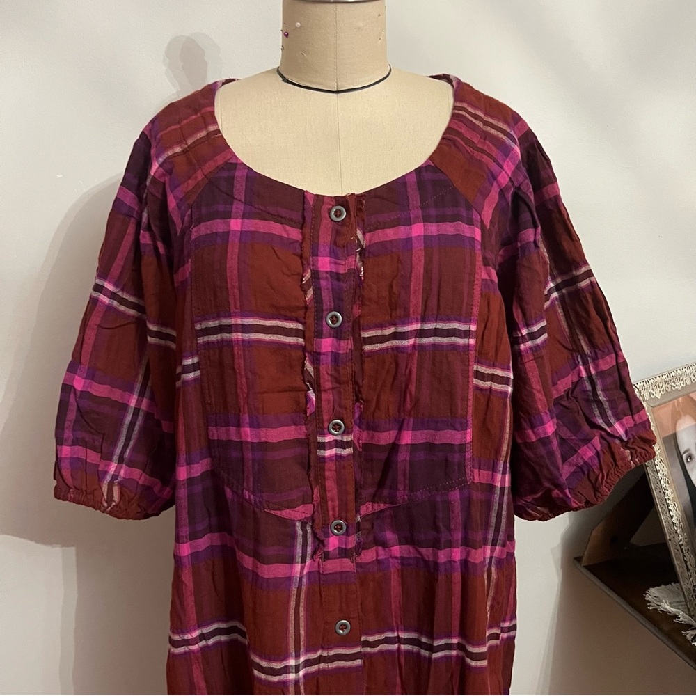 Free People Outlaw Boho Plaid Maxi Top Midi Dress Size: Large - Picture 9 of 12